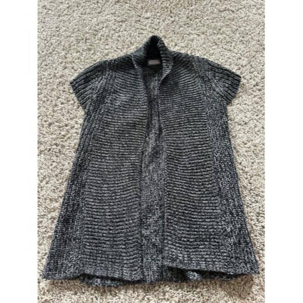 ID Tags Girls Short Sleeve Open Front Cardigan Size Medium (10-12) Black/White